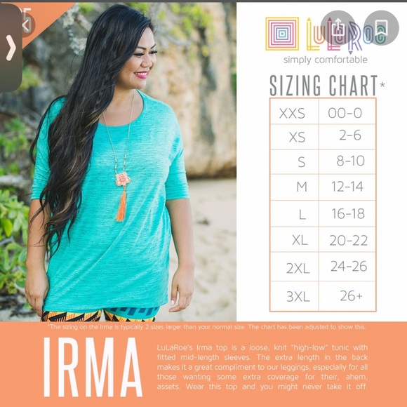 LuLaRoe Irma Top XL fits a 2X EUC - Picture 5 of 5